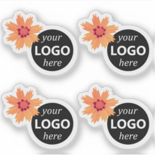 Niedliche Daisy-Blume Peach Pink Logo Image Templa Aufkleber