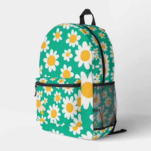 Niedliche Daisy Blume School Kinder schöne Muster Bedruckter Rucksack (Rückseitige Ecke Rechts)