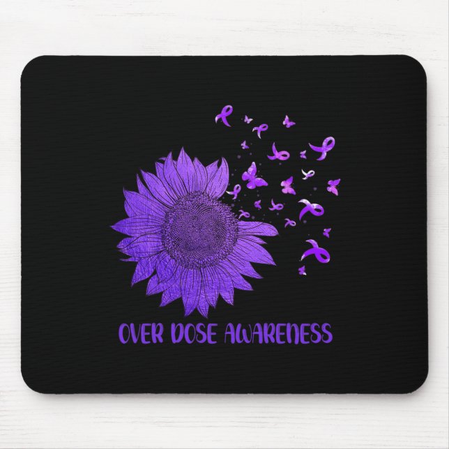 Niedliche Daisy Butterfliegen Lila Ribbon-Überdosi Mousepad (Vorne)
