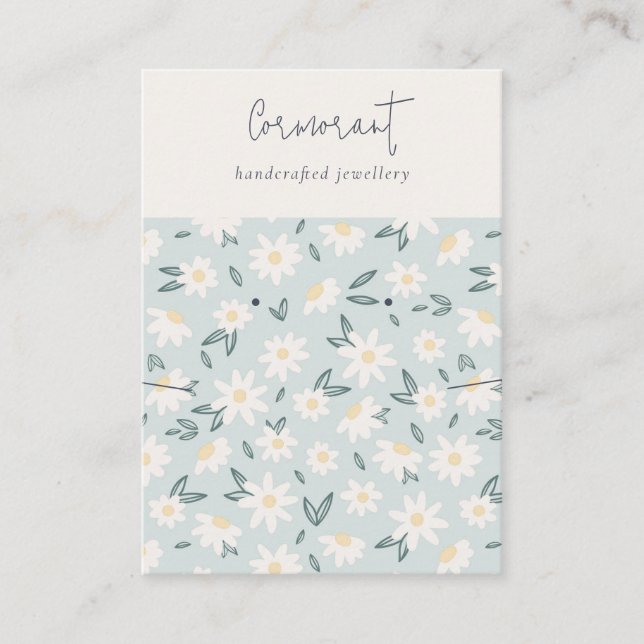 Niedliche Daisy Flora Aqua Blue Script verräusst N Visitenkarte (Vorderseite)