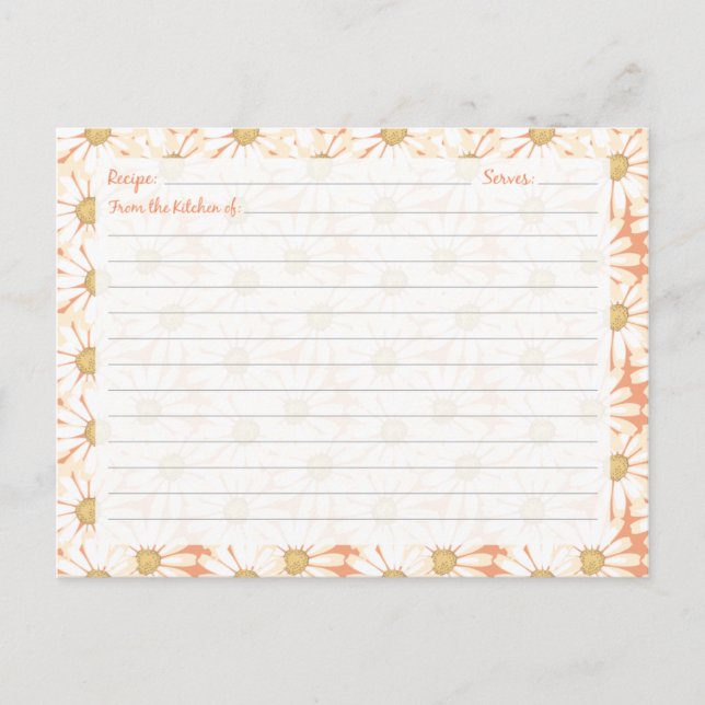 Niedliche Daisy Recipe Cards Postkarte (Vorderseite)