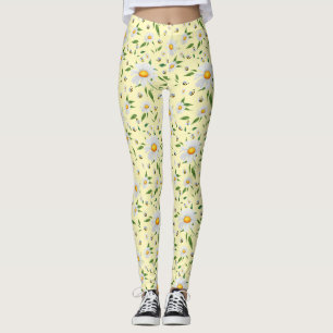 Niedliche Daisy und Bienen Blumenmuster Legg Leggings