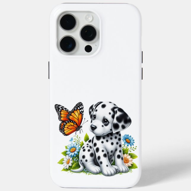 Niedliche Dalmatiner- und Schmetterlingsfreunde Case-Mate iPhone Hülle (Rückseite)