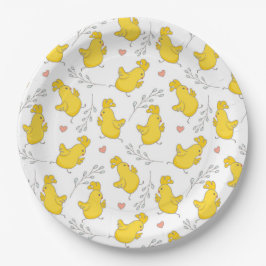 Niedliche Danching Yellow Oaster Chicks Pappteller