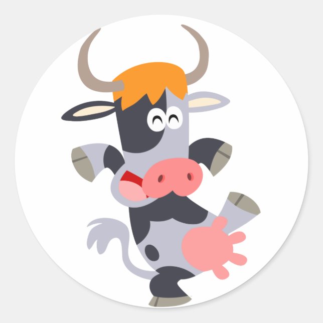 Niedliche Dancing Cartoon Kuh Sticker (Vorderseite)