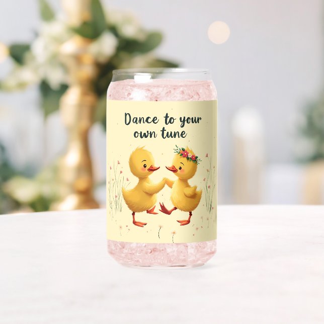 Niedliche Dancing Ducklings mit floralen Frühlings Dosenglas (Insitu (Hochzeit))