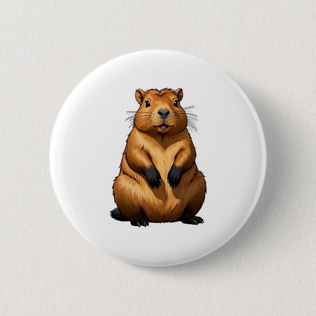 Niedliche Darstellung der Capybara-Nagetiere Button (Vorderseite)