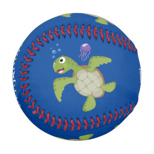 Niedliche Darstellung der Meeresschildkröte "Happy Baseball