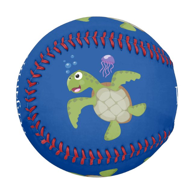 Niedliche Darstellung der Meeresschildkröte "Happy Baseball (Vorderseite Links)