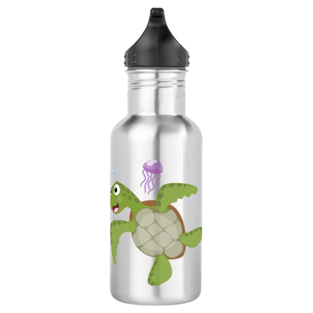 Niedliche Darstellung der Meeresschildkröte "Happy Edelstahlflasche (Rechts)