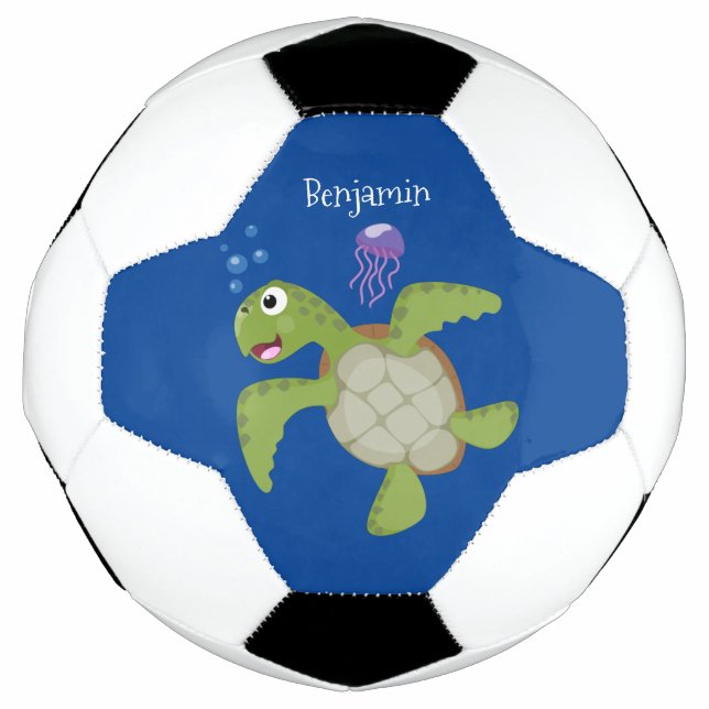 Niedliche Darstellung der Meeresschildkröte "Happy Fußball (Vorderseite)