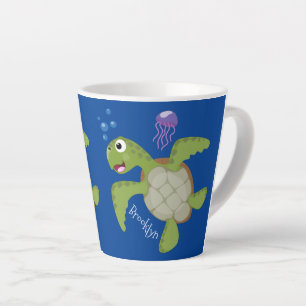 Niedliche Darstellung der Meeresschildkröte "Happy Milchtasse