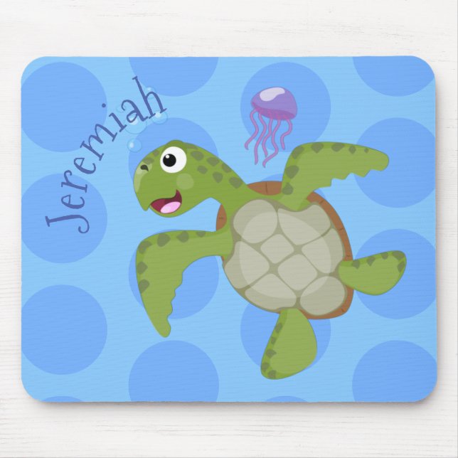 Niedliche Darstellung der Meeresschildkröte "Happy Mousepad (Vorne)