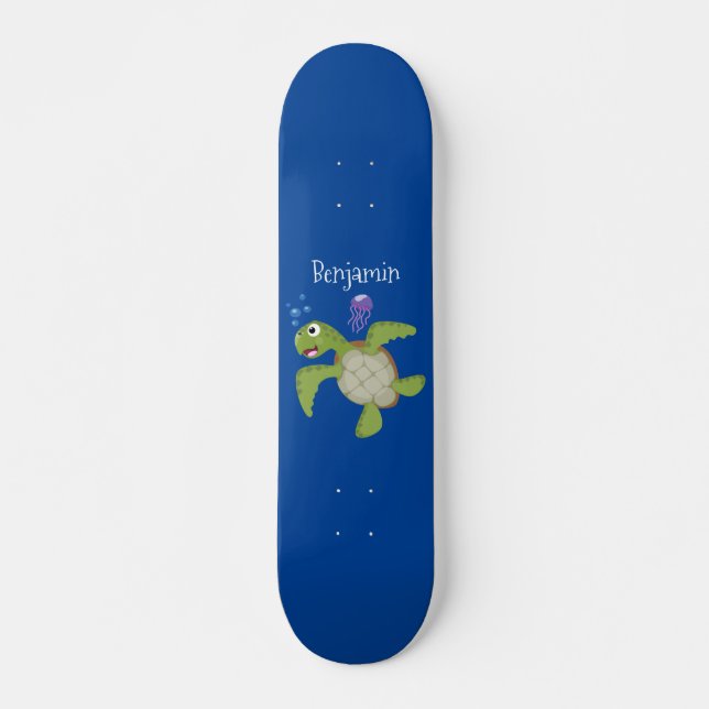 Niedliche Darstellung der Meeresschildkröte "Happy Skateboard (Vorne)