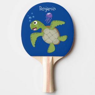 Niedliche Darstellung der Meeresschildkröte "Happy Tischtennis Schläger