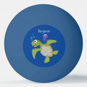 Niedliche Darstellung der Meeresschildkröte "Happy Tischtennisball