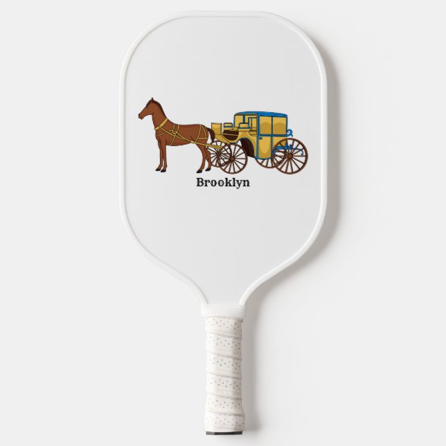 Niedliche Darstellung der Pferde und der königlich Pickleball Schläger (Vorderseite)