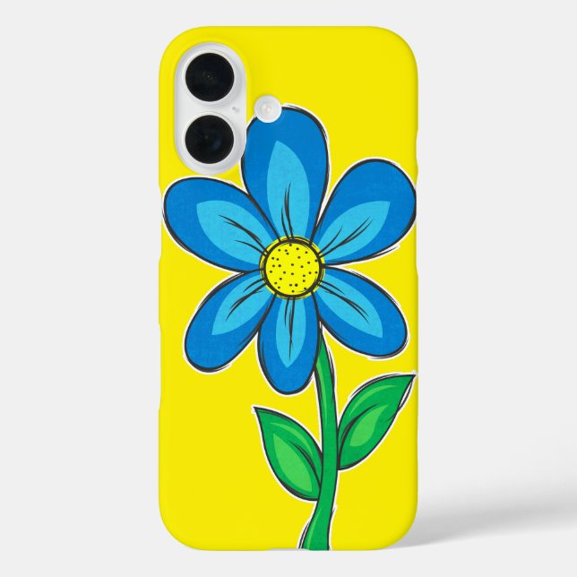 Niedliche Darstellung der Retro-Blume Zeichnend iPhone 16 Hülle (Rückseite)