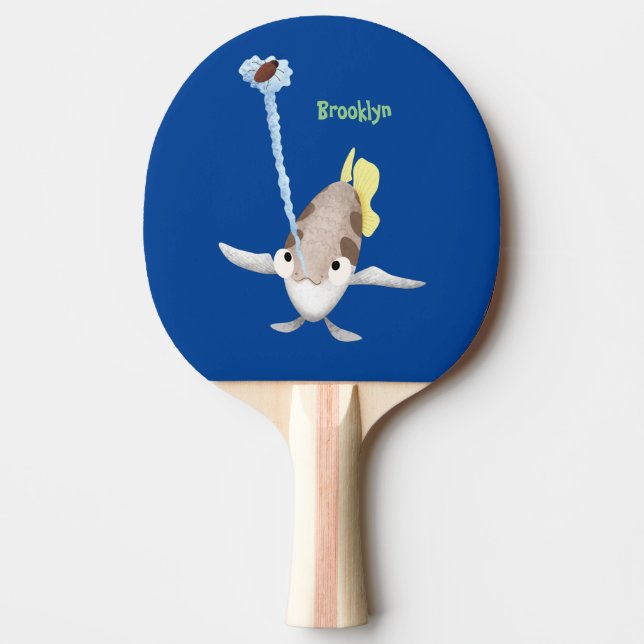 Niedliche Darstellung des Cartoon Archerfish Tischtennis Schläger (Vorderseite)