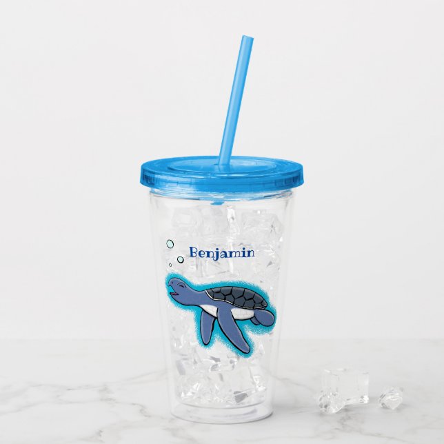 Niedliche Darstellung des Cartoon der Meeresschild Acryltrinkbecher (Rückseite Ice)