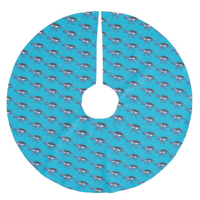 Niedliche Darstellung des Cartoon der Meeresschild Polyester Weihnachtsbaumdecke (Vorderseite)