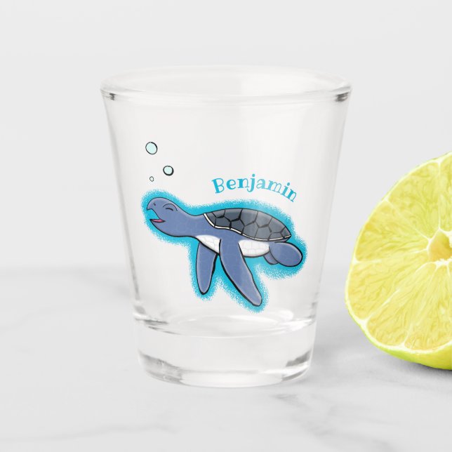 Niedliche Darstellung des Cartoon der Meeresschild Schnapsglas (Vorderseite)