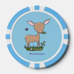 Niedliche Darstellung des Cartoon des glücklichen  Pokerchips