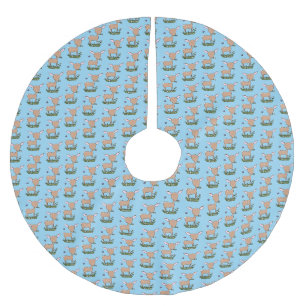 Niedliche Darstellung des Cartoon des glücklichen Polyester Weihnachtsbaumdecke