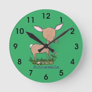 Niedliche Darstellung des Cartoon des glücklichen  Runde Wanduhr