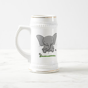Niedliche Darstellung des Cartoon eines Babyelefon Bierglas