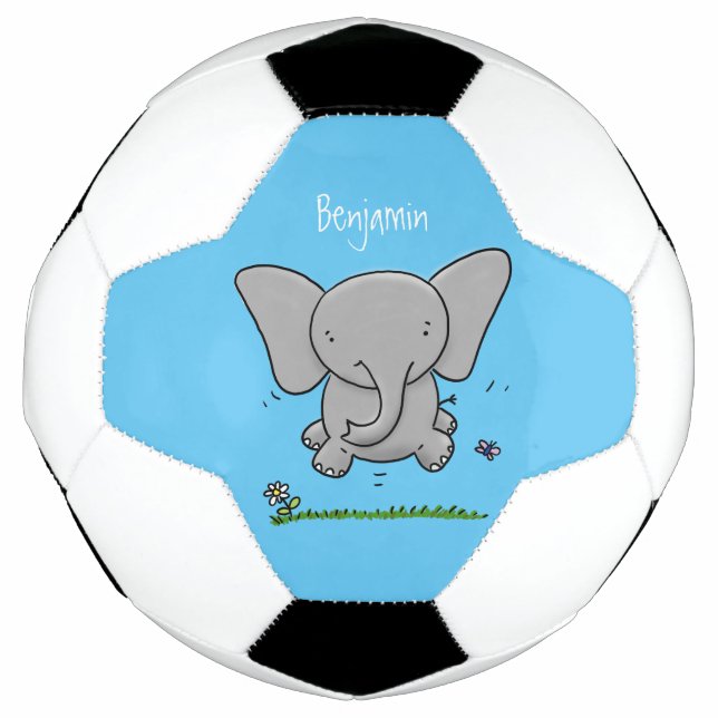 Niedliche Darstellung des Cartoon eines Babyelefon Fußball (Vorderseite)