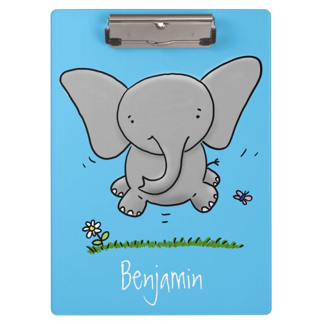 Niedliche Darstellung des Cartoon eines Babyelefon Klemmbrett (Vorderseite)