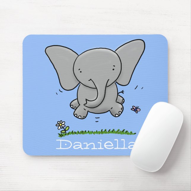 Niedliche Darstellung des Cartoon eines Babyelefon Mousepad (Mit Mouse)
