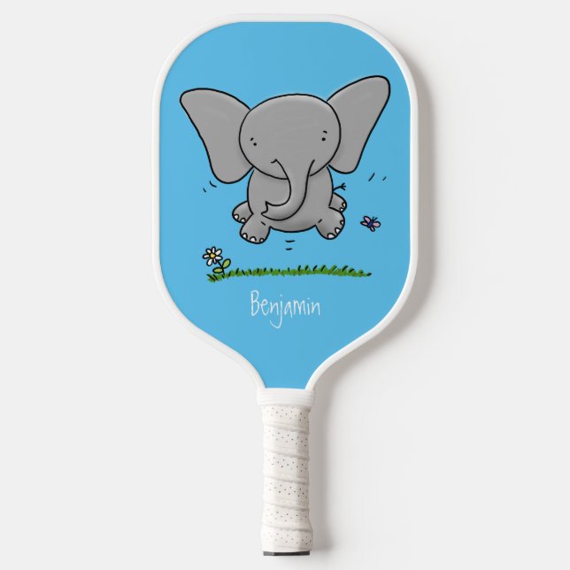 Niedliche Darstellung des Cartoon eines Babyelefon Pickleball Schläger (Vorderseite)