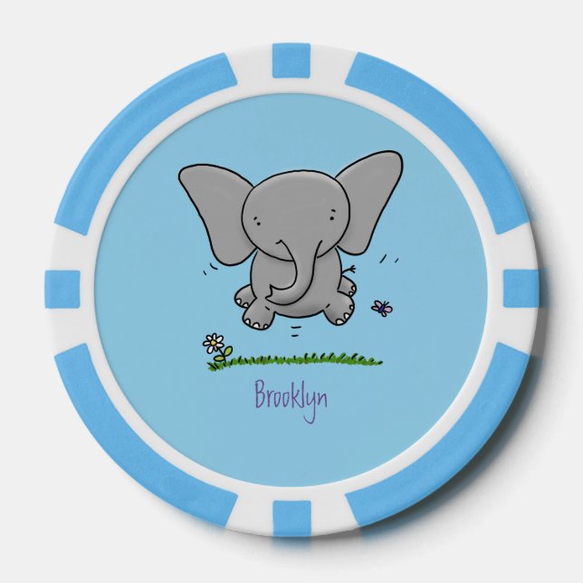 Niedliche Darstellung des Cartoon eines Babyelefon Pokerchips (Vorderseite)