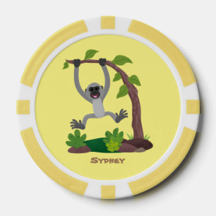 Niedliche Darstellung des Cartoon "glücklicher gib Pokerchips