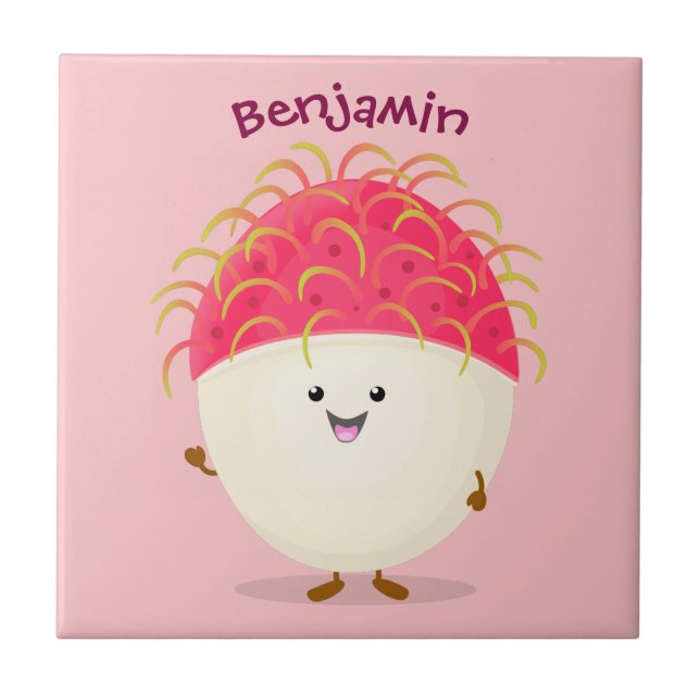 Niedliche Darstellung des Cartoon in Rosa Fliese (Vorderseite)