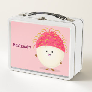 Niedliche Darstellung des Cartoon in Rosa Metall Brotdose