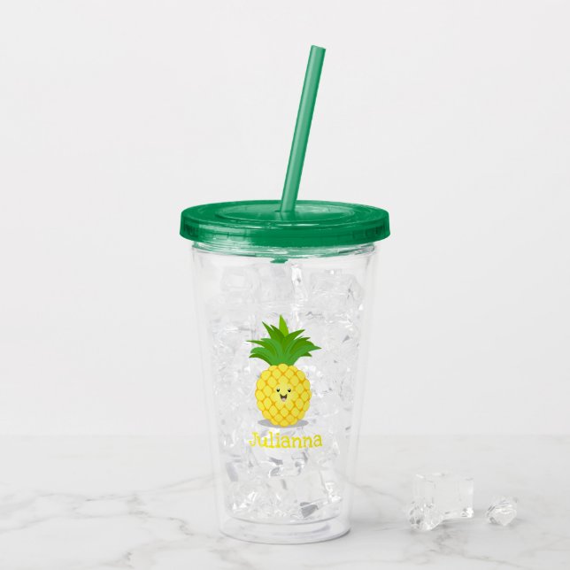 Niedliche Darstellung des Cartoon von Ananas Acryltrinkbecher (Rückseite Ice)