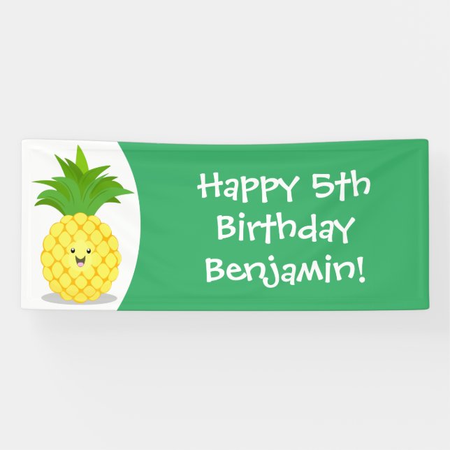 Niedliche Darstellung des Cartoon von Ananas Banner (Horizontal)