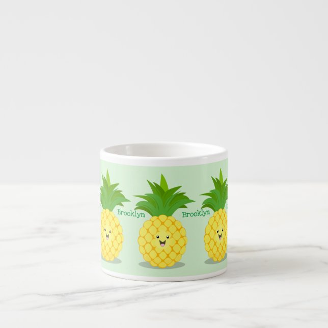 Niedliche Darstellung des Cartoon von Ananas Espressotasse (Vorderseite)