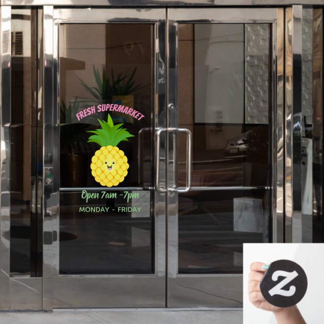 Niedliche Darstellung des Cartoon von Ananas Fensteraufkleber (Büro Tür)