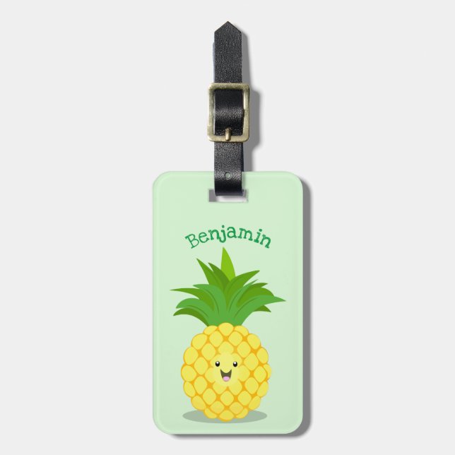 Niedliche Darstellung des Cartoon von Ananas Gepäckanhänger (Vorderseite vertikal)