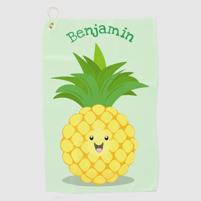 Niedliche Darstellung des Cartoon von Ananas Golfhandtuch (Vorderseite)