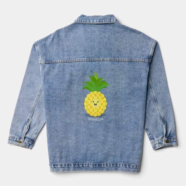 Niedliche Darstellung des Cartoon von Ananas Jeansjacke (Rückseite)