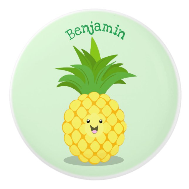Niedliche Darstellung des Cartoon von Ananas Keramikknauf (Vorderseite)
