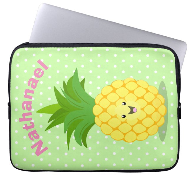 Niedliche Darstellung des Cartoon von Ananas Laptopschutzhülle (Vorderseite)