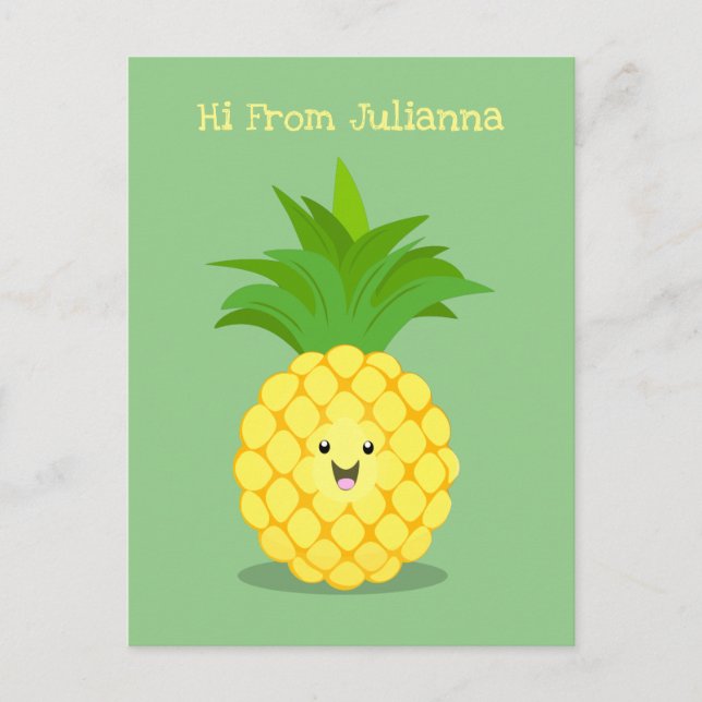 Niedliche Darstellung des Cartoon von Ananas Postkarte (Vorderseite)