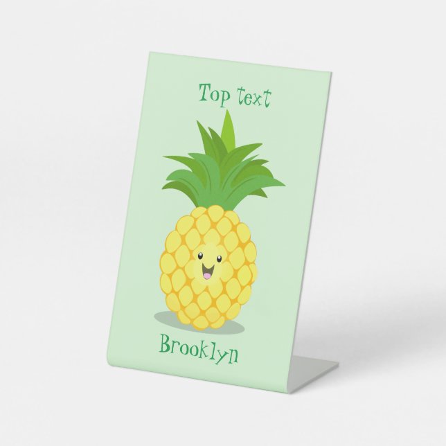 Niedliche Darstellung des Cartoon von Ananas Sockelschild (Vorderseite)