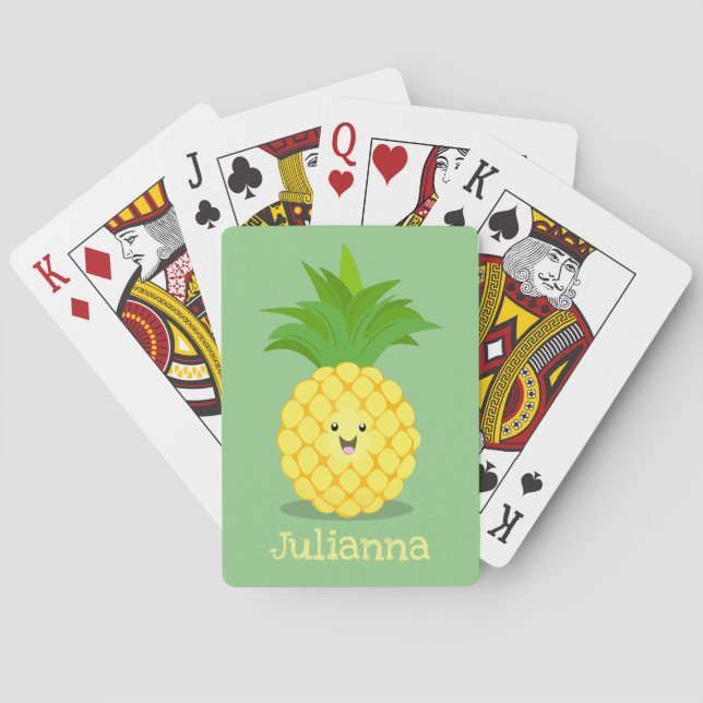 Niedliche Darstellung des Cartoon von Ananas Spielkarten (Rückseite)